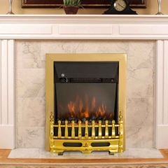 HOMCOM Electric Fireplace with LED Flame - Gold - 820-042