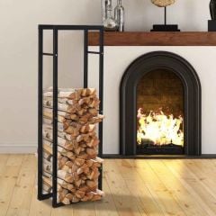 HOMCOM Tall Firewood Log Holder - Black - 820-147