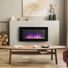 HOMCOM Electric Wall Mounted Fire with Remote - LED - Black - 820-181