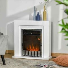 HOMCOM Electric Fire & Fireplace Suite with Remote - White - 820-194V70