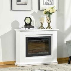 HOMCOM Electric Fire & Fireplace Suite with Remote - White - 820-195V70