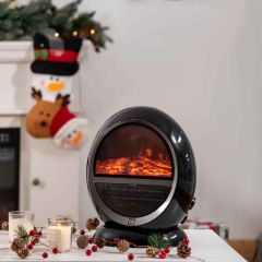 HOMCOM Rotating Electric Fireplace Heater - Black - 820-221V70BK