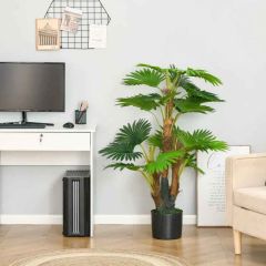 HOMCOM Vibrant Tropical Palm Artificial Plant - Green & Black - 830-445