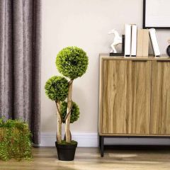 HOMCOM Round Boxwood Topiary Artificial Plants - Green - 830-705V00YG