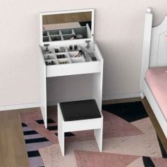 HOMCOM Multi-purpose Dressing Table with Flip-up Mirror and Padded Stool - White - 831-191WT