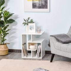 HOMCOM 3 Tier Side Table With Open Storage Shelves - White - 833-541WT