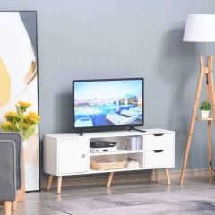 HOMCOM Scandinavian-Style TV Stand with Drawers & Cabinet - White - 833-968