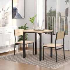 HOMCOM Square Compact Dining Table with 2 Chairs - Wood/Black - 835-090