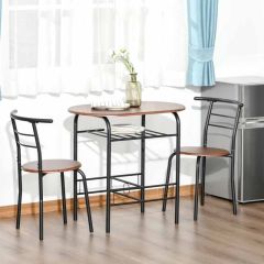 HOMCOM Dining Table Set with 2 Chairs 800mm - Natural Wood/Black - 835-134