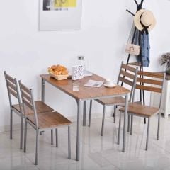 HOMCOM Dining Table With 4 Chairs - 1100mm - Brown 835-211V80BN