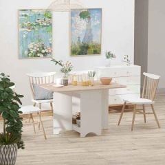 HOMCOM Extendable Dining Table with Storage Shelf - 1180mm - White/Pine - 835-339