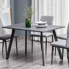 HOMCOM Spacious Dining Table with Metal Legs - Dark Grey - 835-418V01
