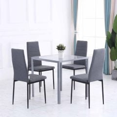 HOMCOM Modern Glass Top Square Dining Table - 750mm - Grey - 835-480