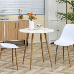 HOMCOM Round Dining Table for 2 Person - White - 835-527