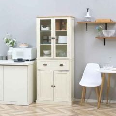 HOMCOM Freestanding Kitchen Cabinet with 5-tier Storage - Cream White - 835-602WT
