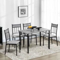 HOMCOM Marble Effect Dining Table with 4 Chairs - 1070mm - Grey / Black - 835-659V70LG