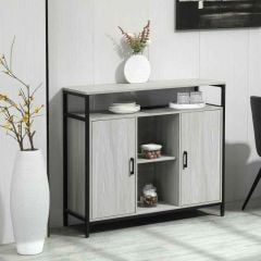 HOMCOM Modern Sideboard Storage Unit with 2 Doors - Light Grey - 835-675LG