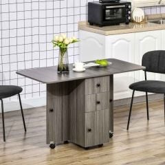 HOMCOM Extendable Dining Table for 4 - 6 with Storage Drawers - 1200mm - Grey - 835-679GY