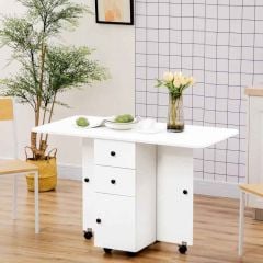 HOMCOM Extendable Dining Table for 4 - 6 with Storage Drawers - 1200mm - White - 835-679WT