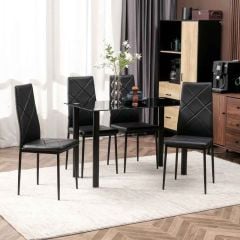 HOMCOM Modern Dining Table with 4 Padded Chairs - 1200mm - Black - 835-839V71BK