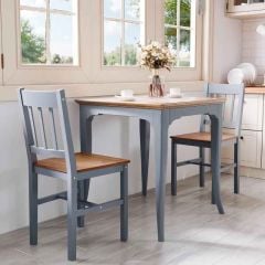 HOMCOM Pine Wood Slat Back Dining Chairs - Set of 2 - Grey - 835-910V00GY