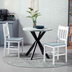 HOMCOM Pine Wood Slat Back Dining Chairs - Set of 2 - White - 835-910V00WT