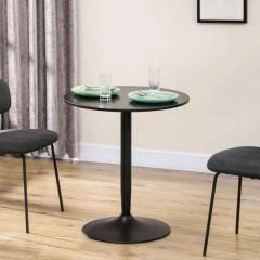 HOMCOM Round Space Saving Dining Table with Steel Base - 700mm - Black - 835-951V80BK