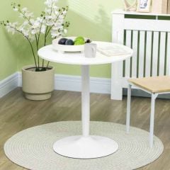 HOMCOM Round Space Saving Dining Table with Steel Base - 700mm - White - 835-951V80WT