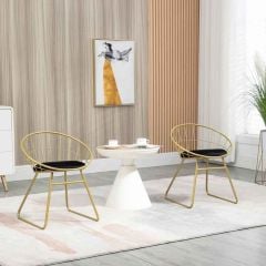 HOMCOM Round Back Luxury Dining Chairs Set of 2 - 525mm - Gold/Black - 835-963V70GD