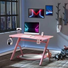 HOMCOM Gaming Desk With RGB LED Lights