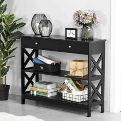 HOMCOM Hallway Console Table with X Support Frame - Black - 837-107BK