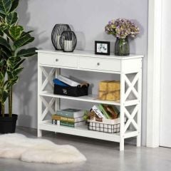 HOMCOM Hallway Console Table with X Support Frame - White - 837-107WT