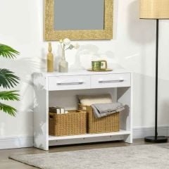 HOMCOM Contemporary Hallway Console Table with Shelf and Drawer - White - 837-197WT