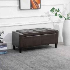 HOMCOM PU Leather Storage Ottoman Bench - Brown - 838-022V71DR