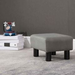 HOMCOM Microfibre Cloth Upholstered Footstool - Grey - 838-069