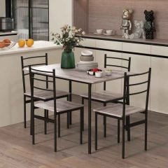HOMCOM Dining Table and 4 Chairs Set - 1100mm - Wood Effect Table Top - 83A-051V80LR
