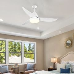 HOMCOM Reversible Ceiling Light Fan With Remote Control - White - B31-396WT