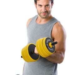 HOMCOM 30kg Dumbbell & Barbell Adjustable Set - Yellow & Black - A91-088V02