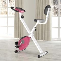 HOMCOM Exercise Bike With LCD Monitor - Pink & White - A90-192PK