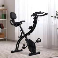 HOMCOM 2-in-1 Foldable Exercise Bike With LCD Display - Black - A90-196