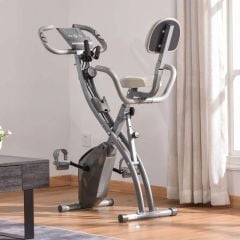 HOMCOM 2-in-1 Foldable Exercise Bike With LCD Display - Grey - A90-196GY