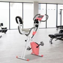 HOMCOM 2-in-1 Foldable Exercise Bike With LCD Display - Pink - A90-196PK