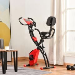 HOMCOM 2-in-1 Foldable Exercise Bike With LCD Display - Red - A90-196RD
