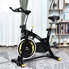 HOMCOM 10kg Flywheel Exercise Bike With LCD Monitor - Black & Yellow - A90-198