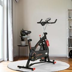 HOMCOM 10kg Flywheel Exercise Bike With LCD Monitor - Black & Red - A90-198V00RD
