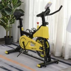 HOMCOM Exercise Bike With LCD Display - Yellow - A90-213