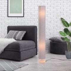 HOMCOM Tall Linen Floor Lamp With Wood Base - Grey - B31-027GY