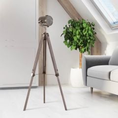 HOMCOM Vintage Tripod Floor Lamp - Grey & Bronze - B31-077
