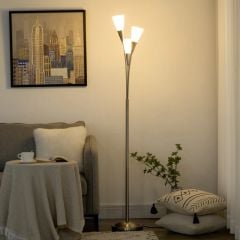 HOMCOM 3-Light Upright Floor Lamp - Silver - B31-314