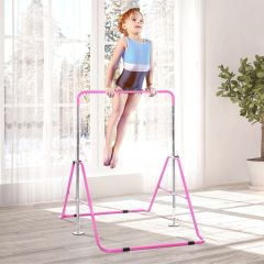 HOMCOM Height Adjustable Foldable Gymnastics Bar - Pink - 340-005PK